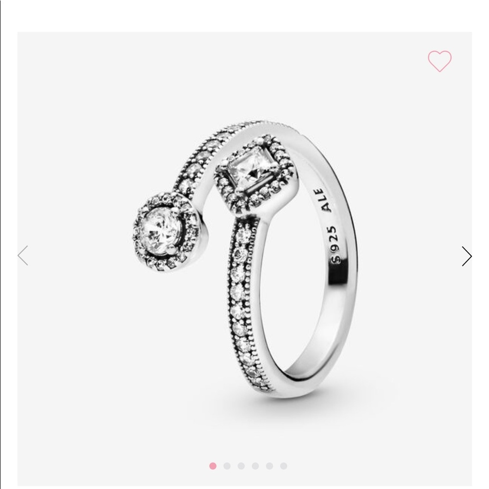Pandora sparkling square & circle open ring